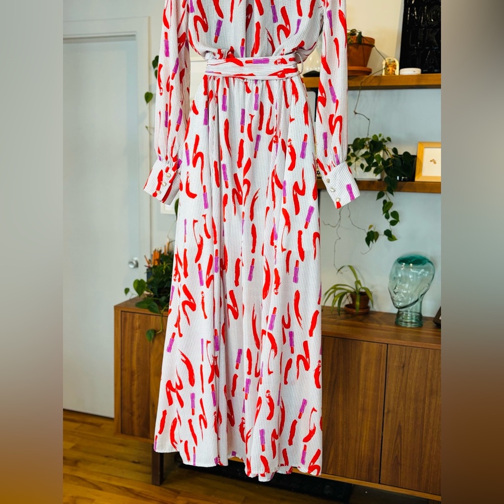The Moon-Elegant Red and Purple Patterned Maxi Dress - Picture 14 of 14